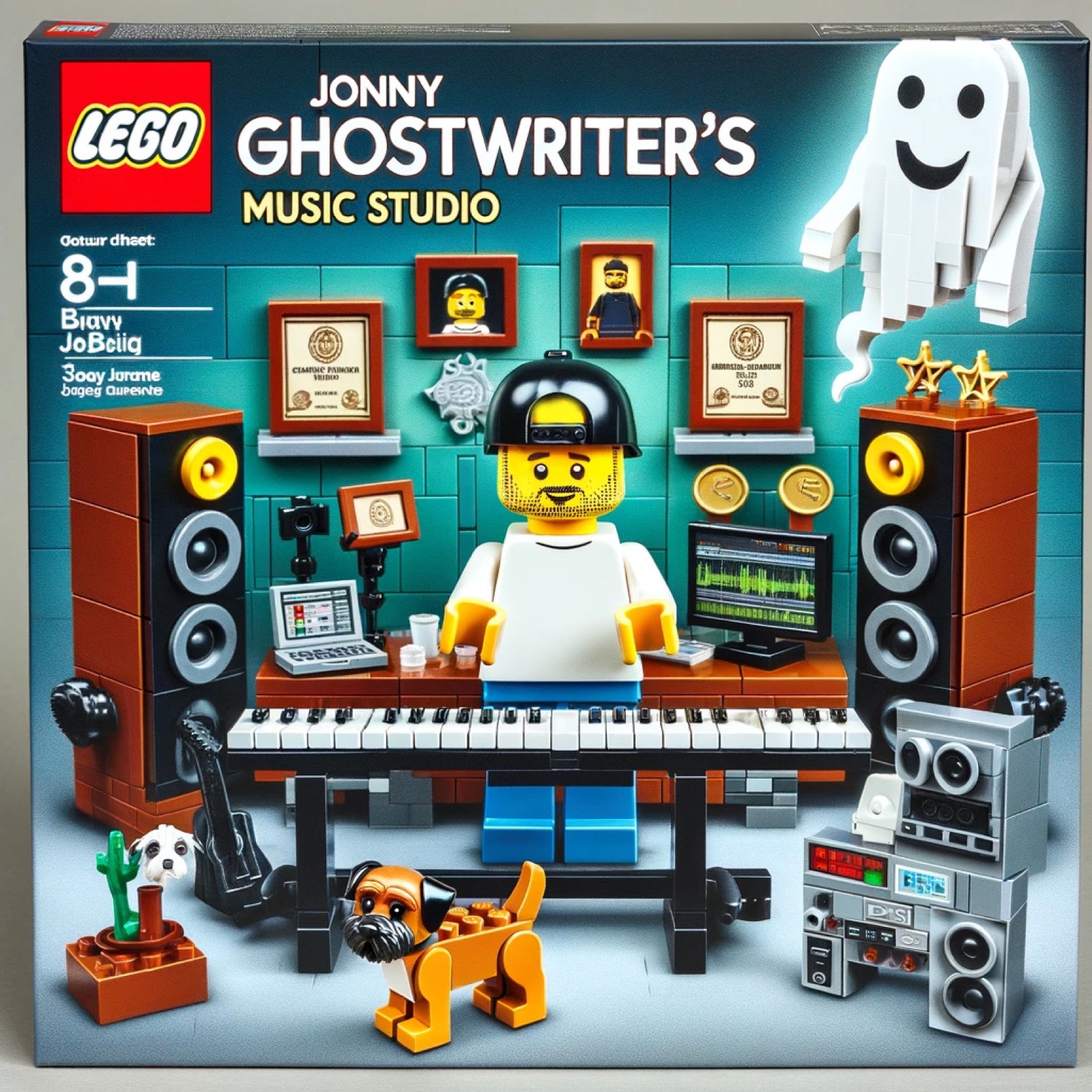 Generated LEGO box concept for Jonny Ghostwriter's music studio